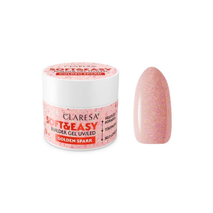 Claresa Soft & Easy Żel budujący do paznokci Golden Spark 45 g