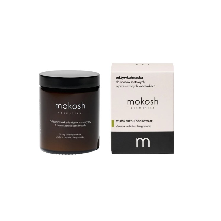 Mokosh Odżywka/Maska do włosów średnioporowatych, matowych, o przesuszonych końcach Zielona Herbata z Bergamotką 180 ml