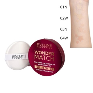 Eveline Wonder Match Covering Cushion Foundation with Niacinamide /02W/ Vanilla 15 g