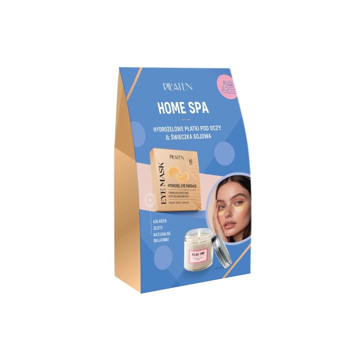 Pilaten Home Spa hydro Gel Eye Patches 60 pcs + Mini Soy Candle