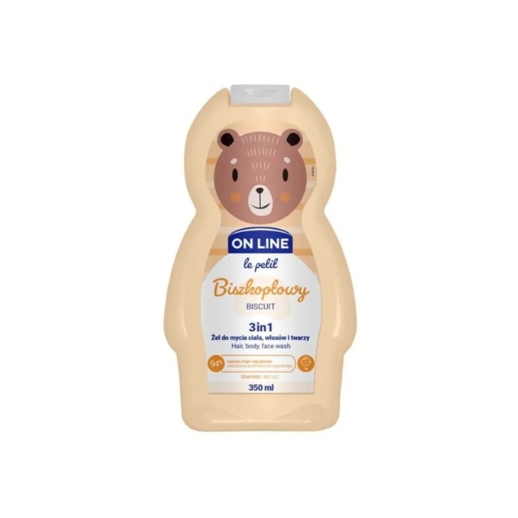 On Line Le Petit Baby Body, Hair and Face Wash Gel with Biscuit 350 ml